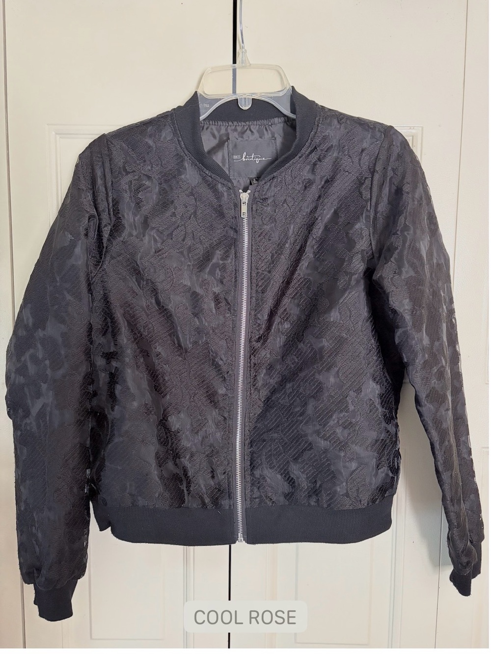 BKE Lace Dark Fairy Whimsigoth Black Bomber Jacket Zip Dark Romantic Classy SM